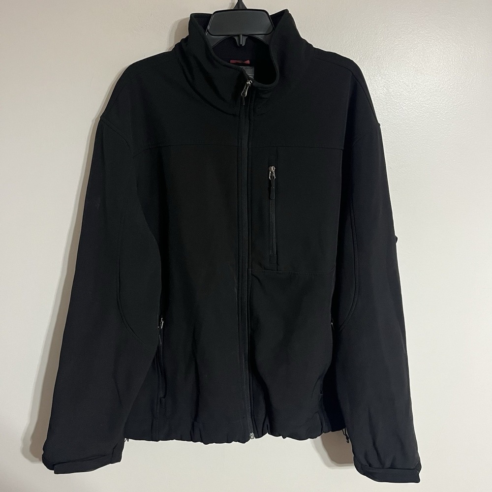 Tek Gear Mens Size XXL Full Zip‎ Up Jacket Black Fleece Lined Mock Neck Outdoors